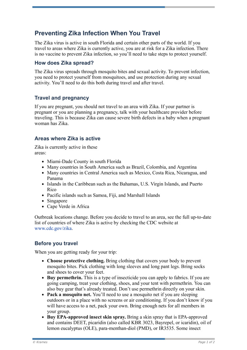 PDF Preventing Zika Infection When You Travel HealthClips Online