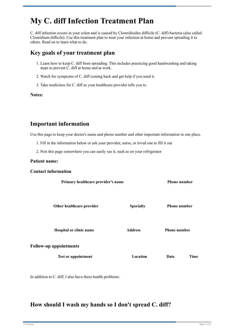 Text - My C. Diff Infection Treatment Plan - HealthClips Online