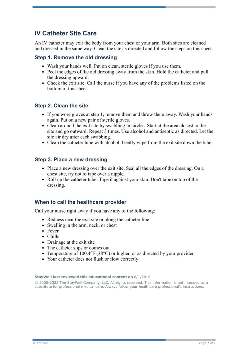 PDF IV Catheter Site Care HealthClips Online