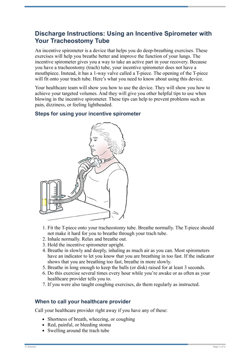 Text Discharge Instructions Using An Incentive Spirometer   KRM66204A En G00 