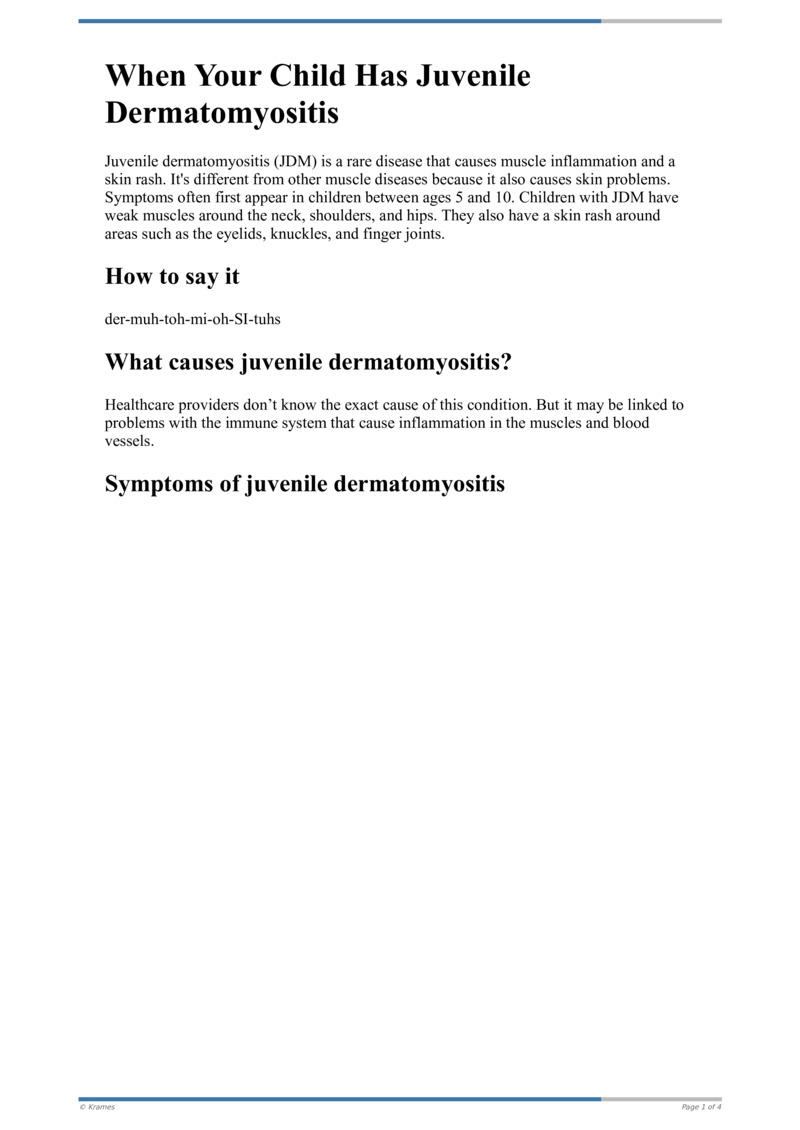 Text - When Your Child Has Juvenile Dermatomyositis