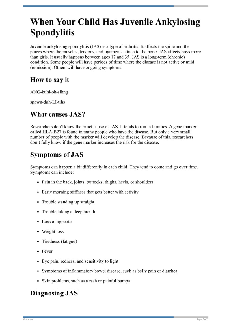 Text - When Your Child Has Juvenile Ankylosing Spondylitis (JAS ...