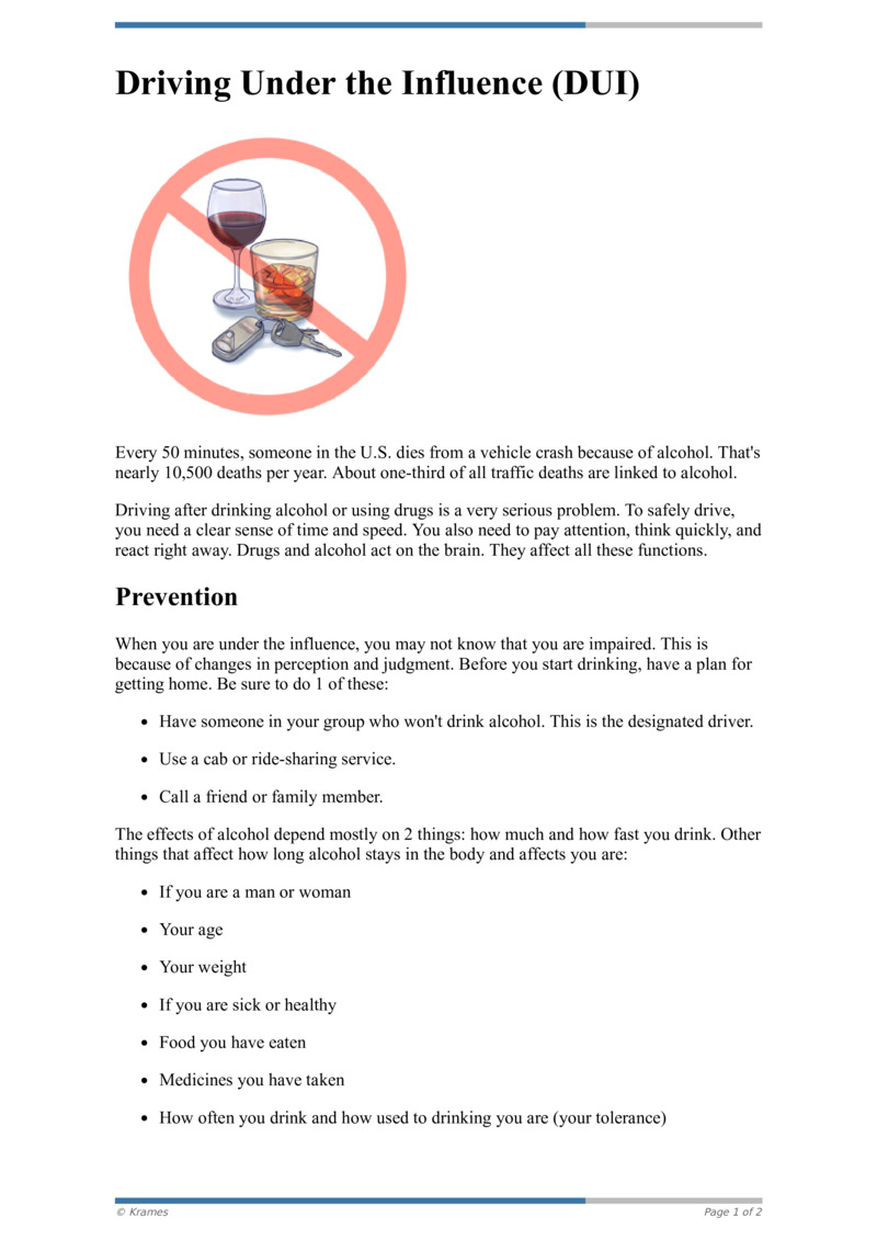 PDF - Driving Under The Influence (DUI) - HealthClips Online