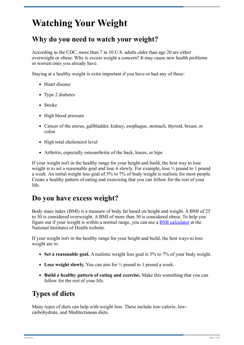 Text Watch Your Weight HealthClips Online