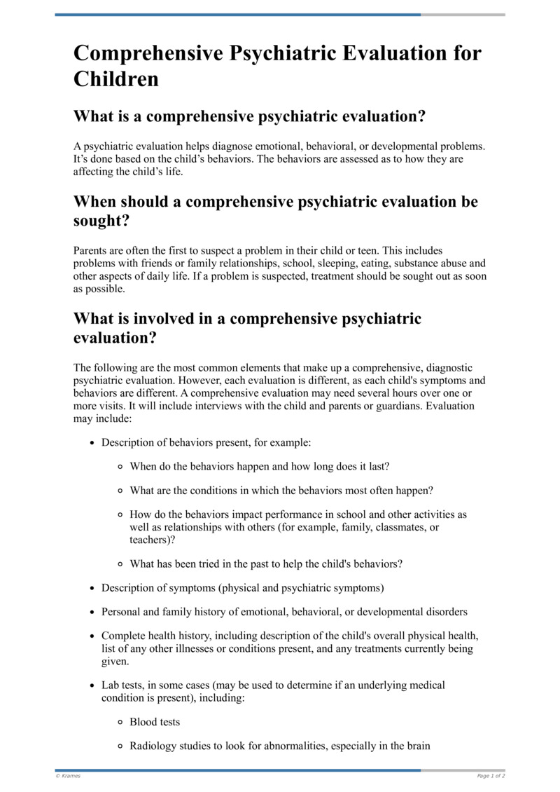 Text Comprehensive Psychiatric Evaluation For Children HealthClips 