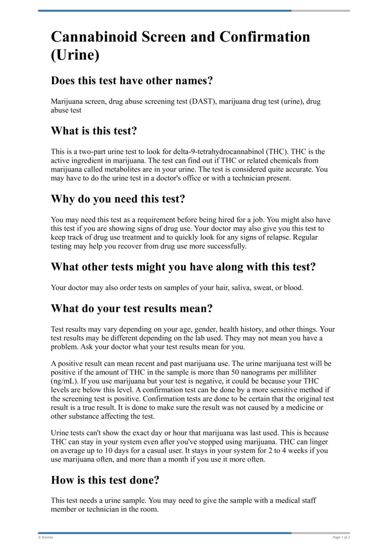 Text Cannabinoid Screen and Confirmation (Urine) HealthClips Online