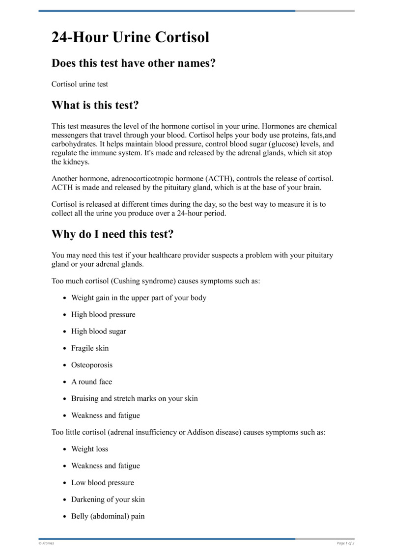 Text 24Hour Urine Cortisol HealthClips Online