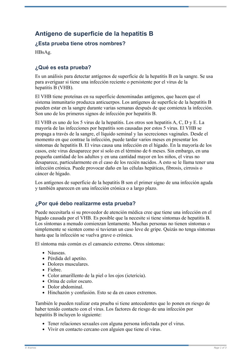 Text - Antígeno De Superficie De La Hepatitis B - HealthClips Online