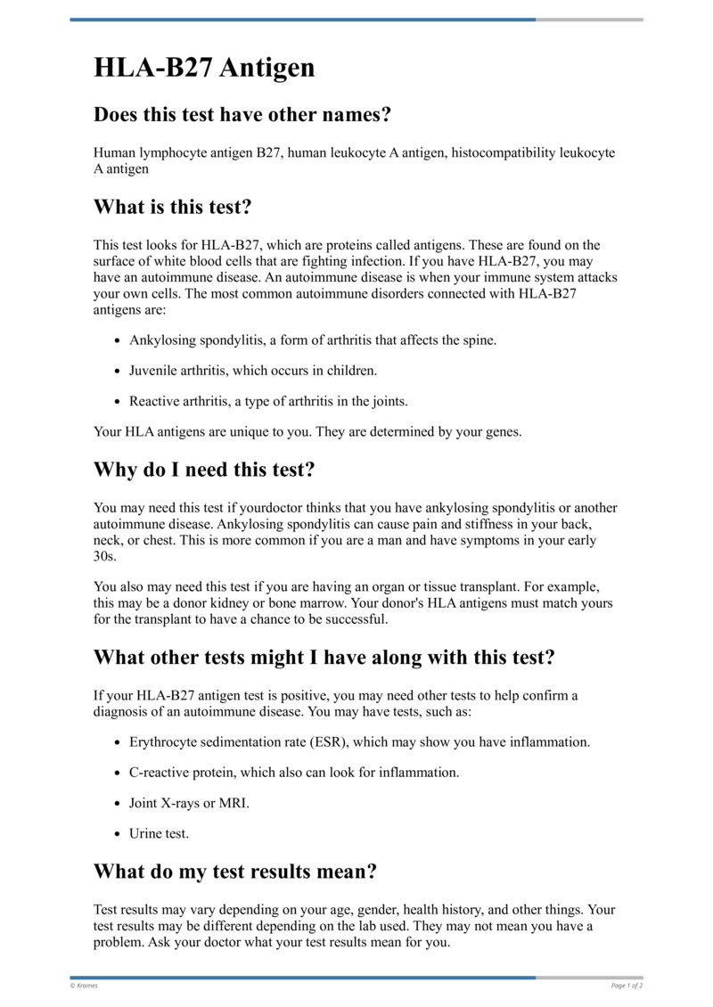 Text HLAB27 Antigen HealthClips Online