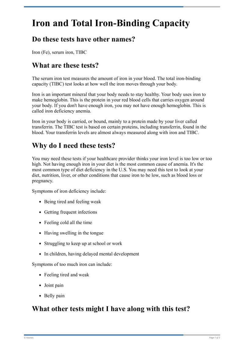 Text Iron and Total IronBinding Capacity HealthClips Online