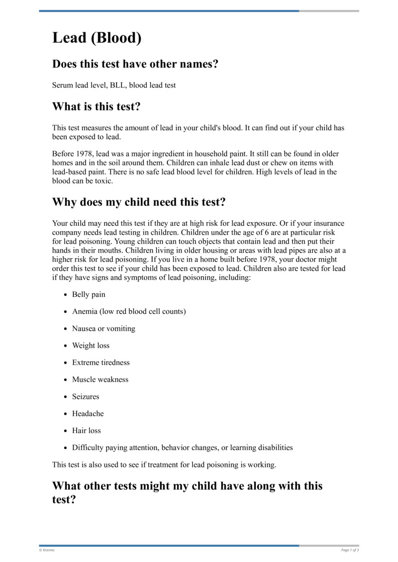 Text Lead (Blood) HealthClips Online