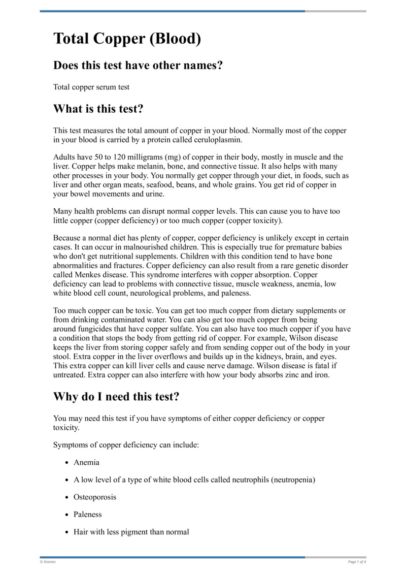 PDF Total Copper (Blood) HealthClips Online