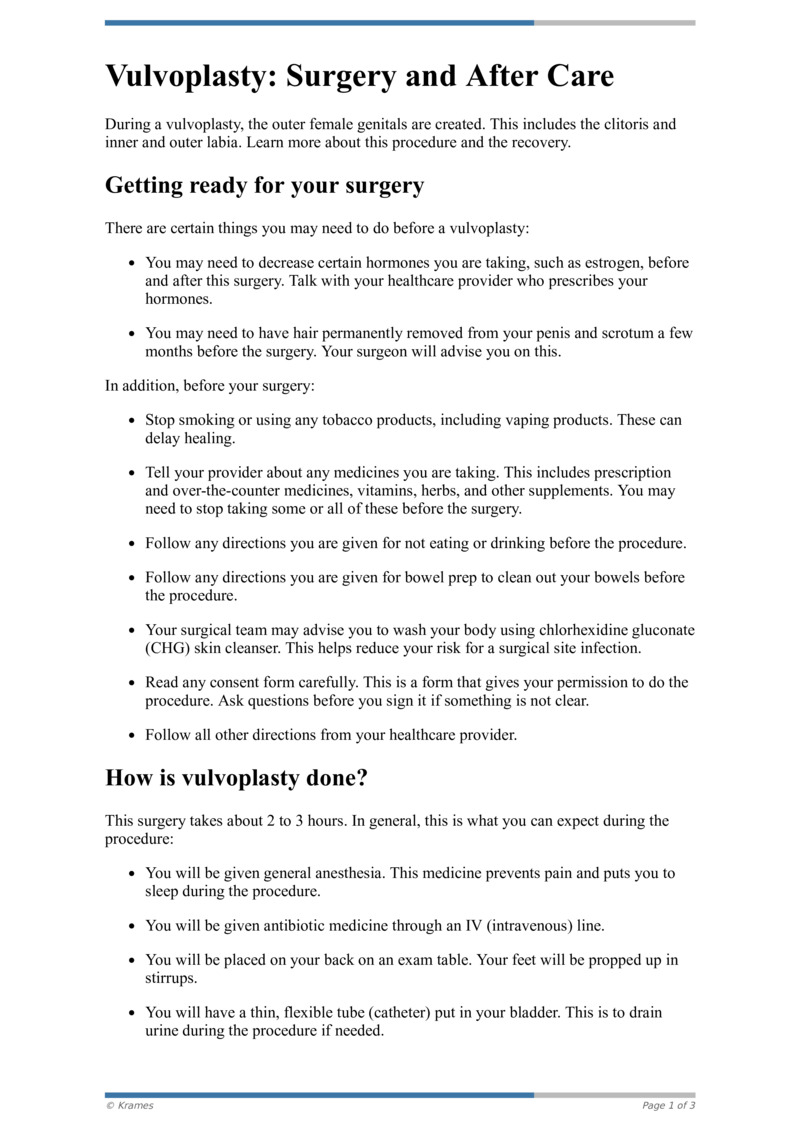 Text - Vulvoplasty: Surgery And After Care - HealthClips Online