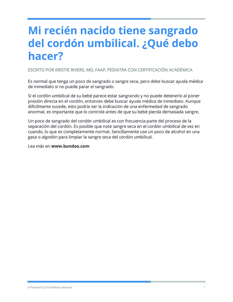 Pdf Mi Recien Nacido Tiene Sangrado Del Cordon Umbilical Que Debo Hacer