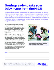 Thumbnail image for "Getting ready to take your baby home from the NICU"