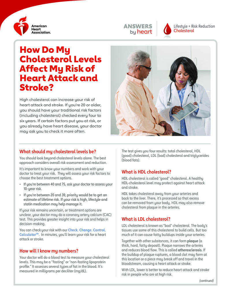 Text - How Do My Cholesterol Levels Affect My Risk Of Heart Attack And ...