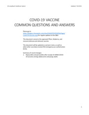 Thumbnail image for "COVID-19 Vaccine Common Questions and Answers"