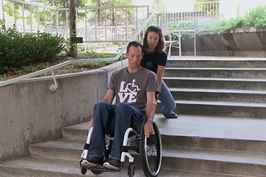 Thumbnail image for "Craig Hospital Wheelchair Skills: One Person Assist Going Up and Down Stairs"